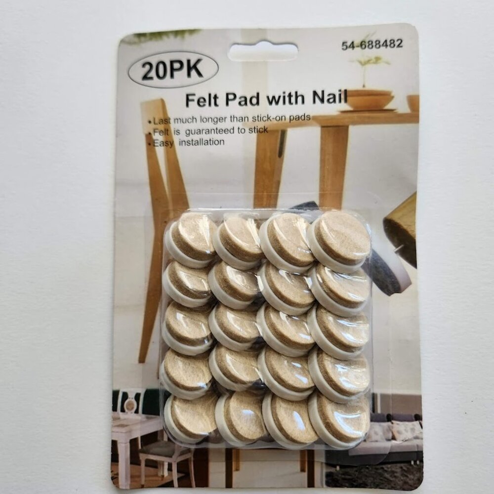 20 Pack Felt Pads with Nail Stick on Pad Furniture legs Anti-scratch  FAST SHIP
